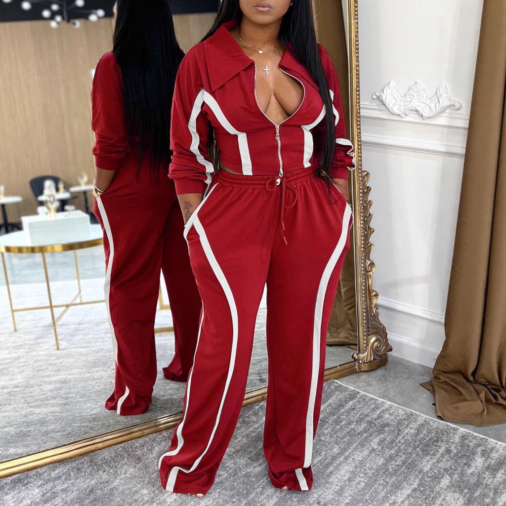 AL335 Women's Autumn/Winter Sports Suit: Cotton Jacket & Sweatpants Two-Piece Set