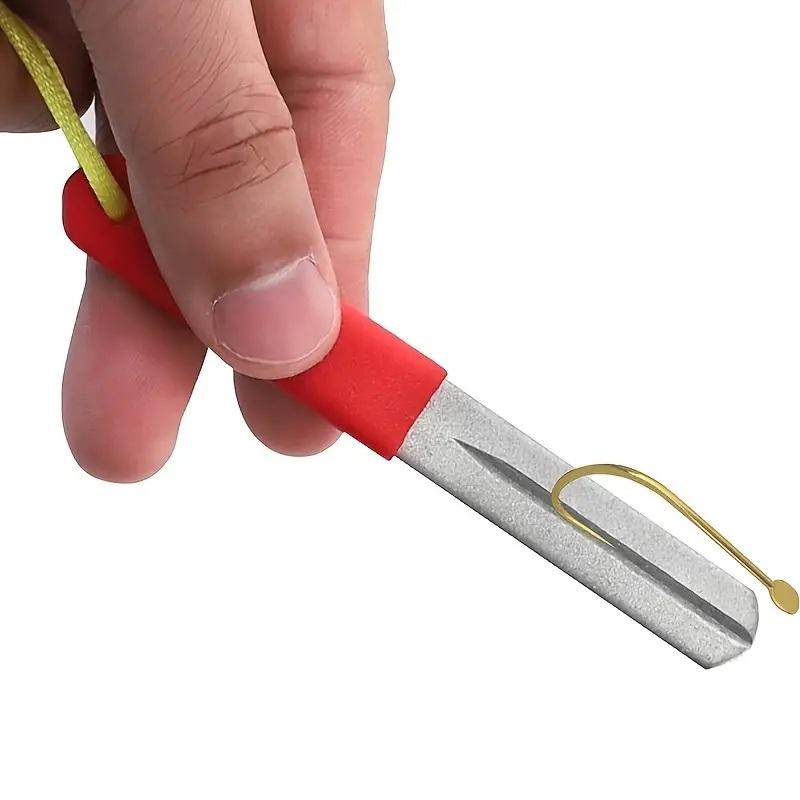 1Pc Double Side Hook Hone Fishing Hook File Line Stripper Knife Sharpener Mini Diamond Sharpening Tool Fishing Accessory