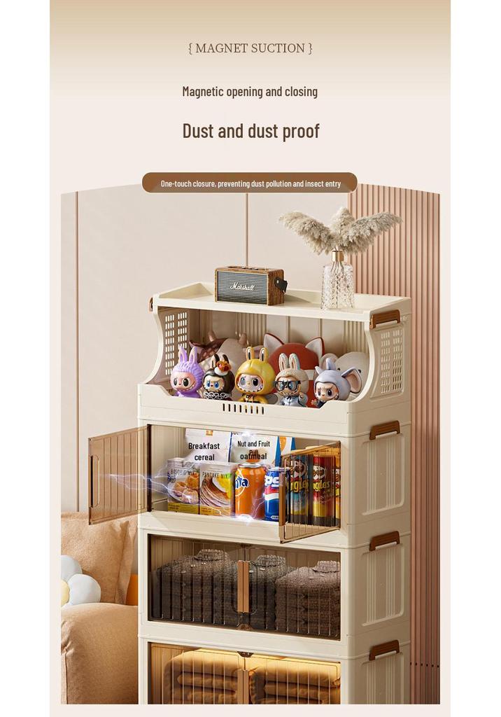 Foldable Dustproof Multi-Layer Storage Cabinet for Kitchen & Living Room