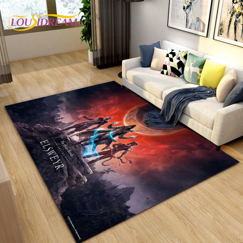 Alfombra grande para gamers de The Elder Scrolls, ideal para sala de estar, dormitorio, sofá, decoración, antideslizante para niños.