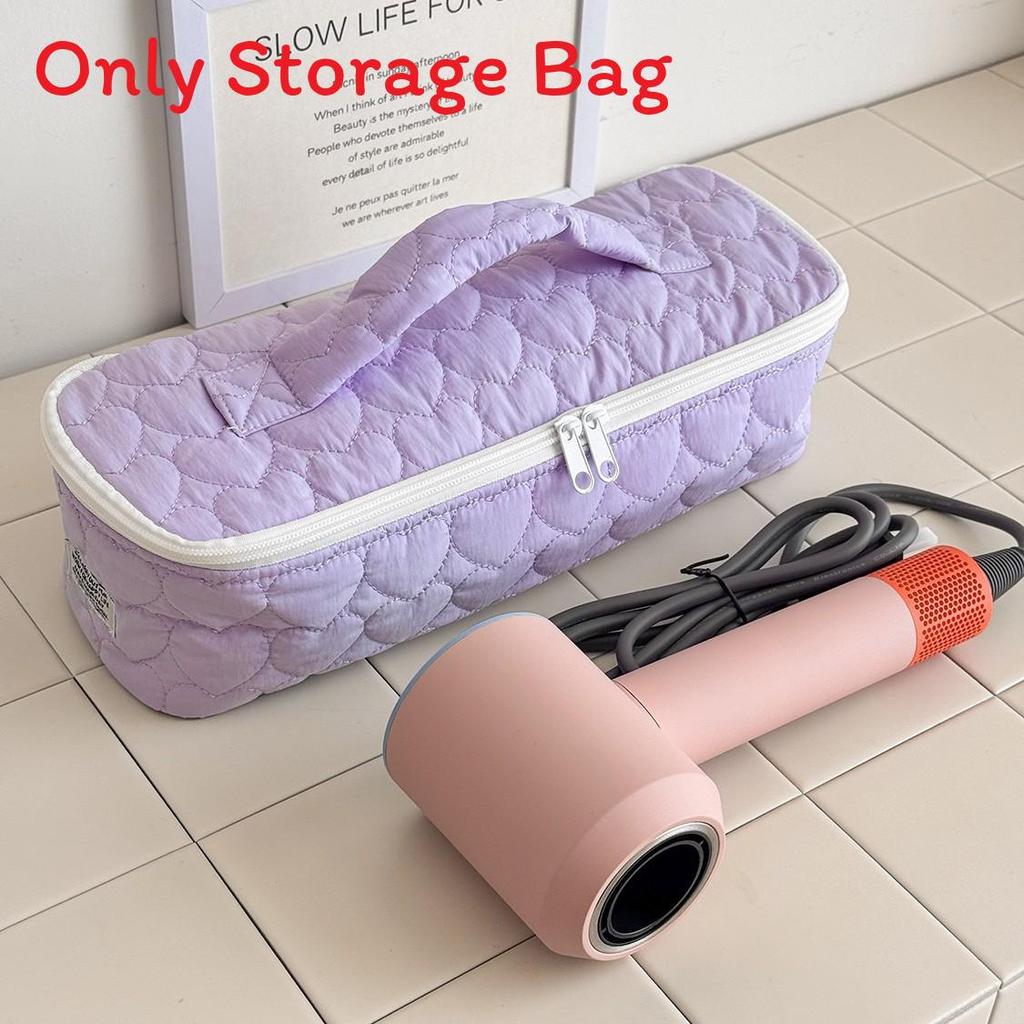 Love Heart Quilted Hair Dryer Organizer Bag Travel Storage Case For Beauty Essentials