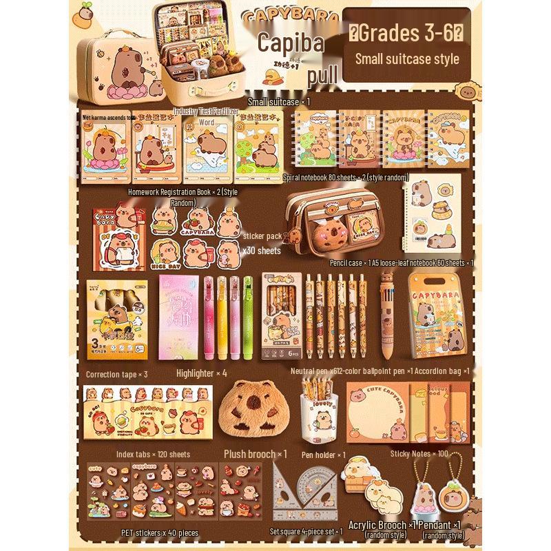 Capybara Stationery Gift Box for First Grade Boys & Girls - School Supplies Set for Back To School