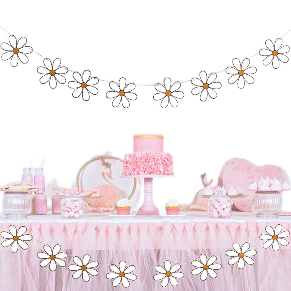 Цветочный баннер Баннер «С днем рождения» с ромашками Красочный декор для вечеринки по случаю дня рождения Гирлянда Баннер «С днем рождения» для вечеринки