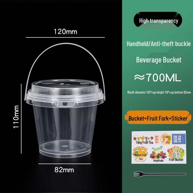 1000ml Disposable Fruit Tea Cup - Large Capacity Handheld Bucket for Milk Tea