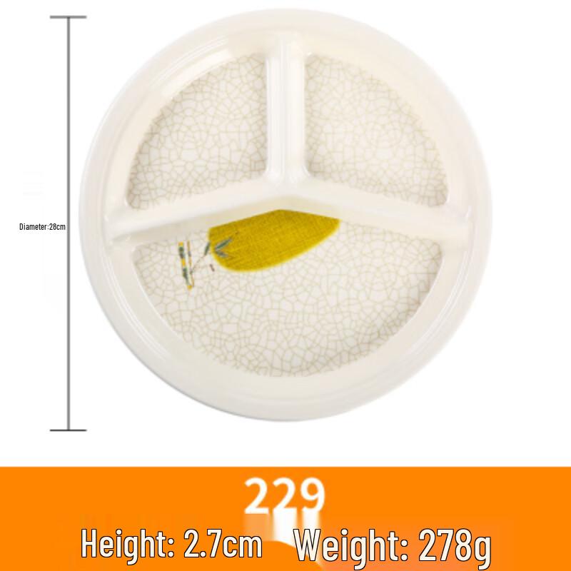 Chinese Style Melamine 3-Compartment Round Divided Plate