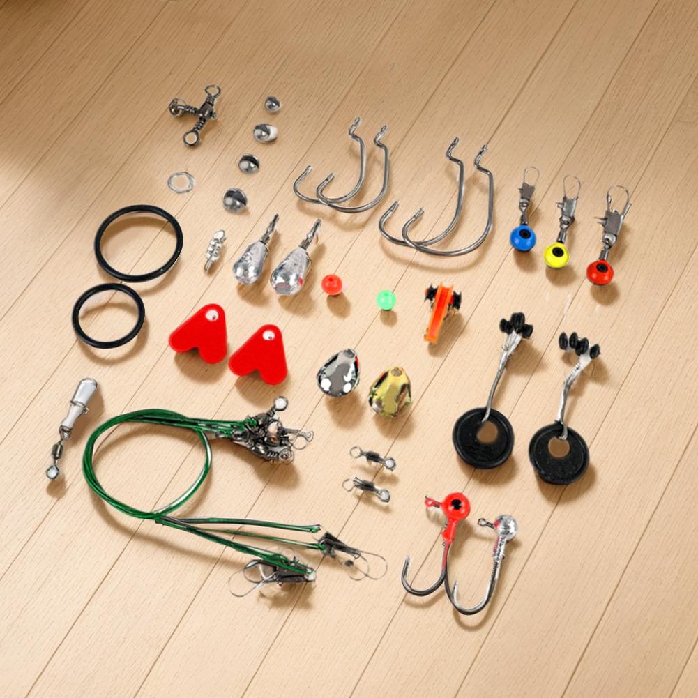 187pcs Fishing Accessories Kit Including Jig Hooks Sinker Weight Swivels Snaps Outdoor Fishing Accessories Set