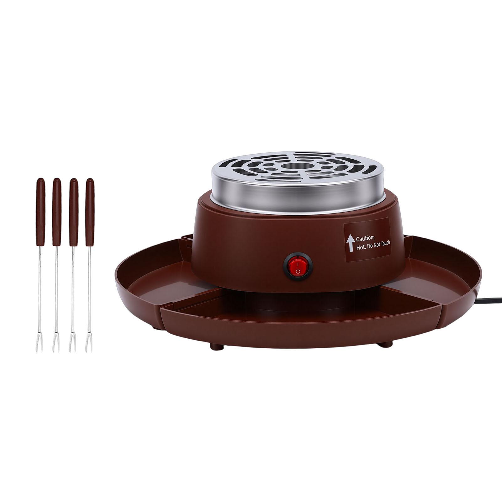 

2 in 1 Electric Smores Maker And Fondue Pot Indoor Tabletop Marshmallow Roaster with 4 Roasting Forks 4 Detachable коричневый