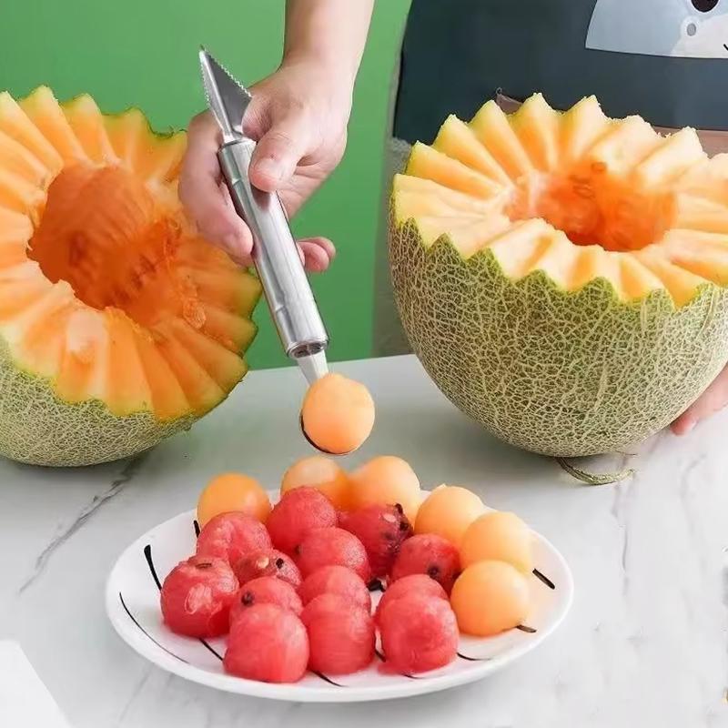 2PCS/Pack Fruit Ball Scoop Tools Stainl Steel Shaping Spoon Digging Balls Carving Shapes Fruit Salad Kitchen Camping Gadgets ZYF