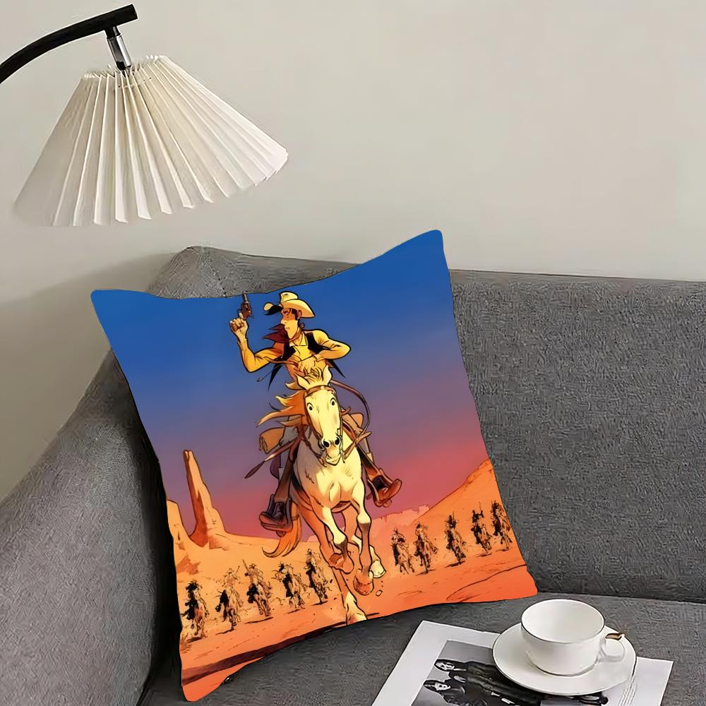 Lucky Luke Cartoon Cushion Cover Reversible Plush Pillow Cover – For Car, Sofa, Bedroom, Perfect As A Gift.