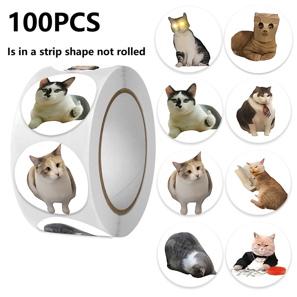 100-500PCS Funny Stickers Cat Cartoon Roll Stickers Animal Packaging Stickers Photocard decor Pack Lables