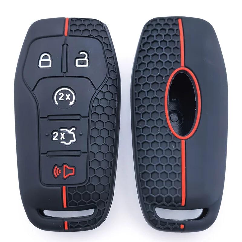 Custodia per Chiave Auto Remota in Silicone a 5 Pulsanti per Ford Fusion F-150 Edge Explorer Mustang Lincoln Mkz Mkc Platinum F150 Lariat