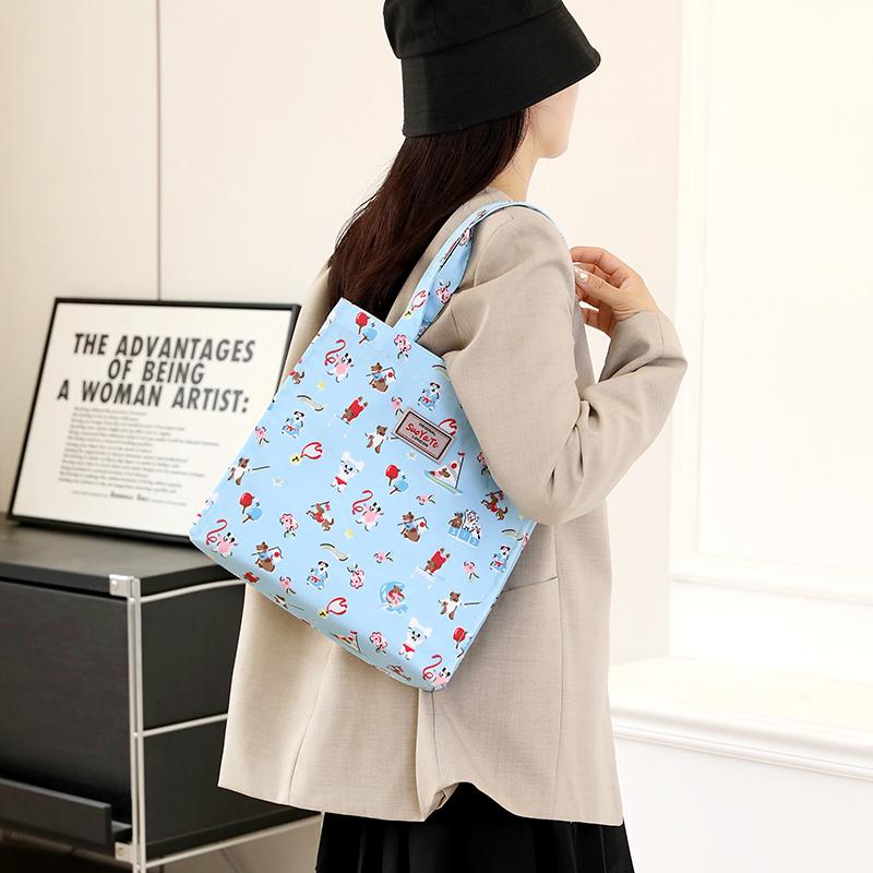 Women's Large Capacity Letter Print Handbag Nylon Shoulder Bag Student Tote Bag