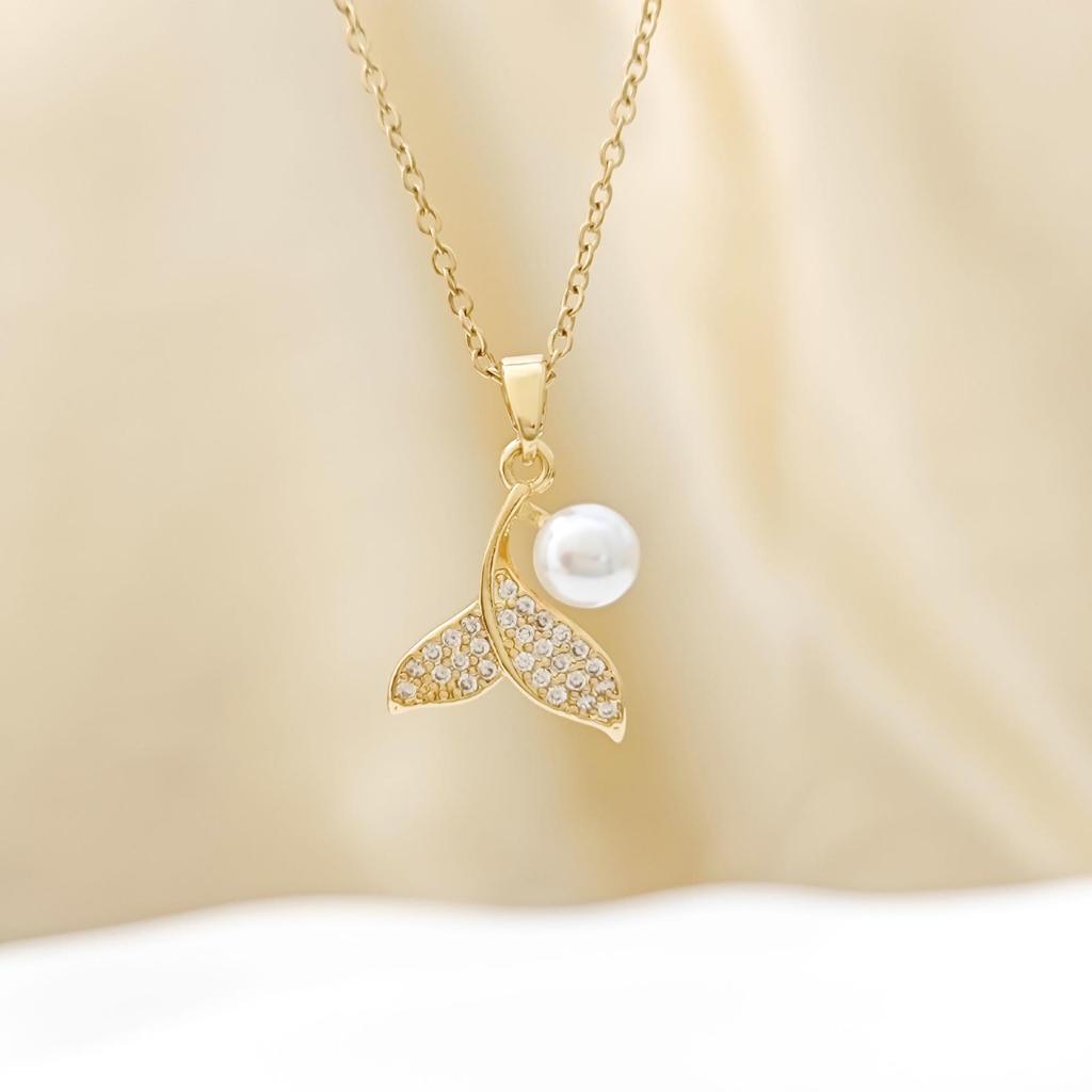 Baroque Faux Pearl Fishtail Necklace - Elegant Women's Clavicle Chain
