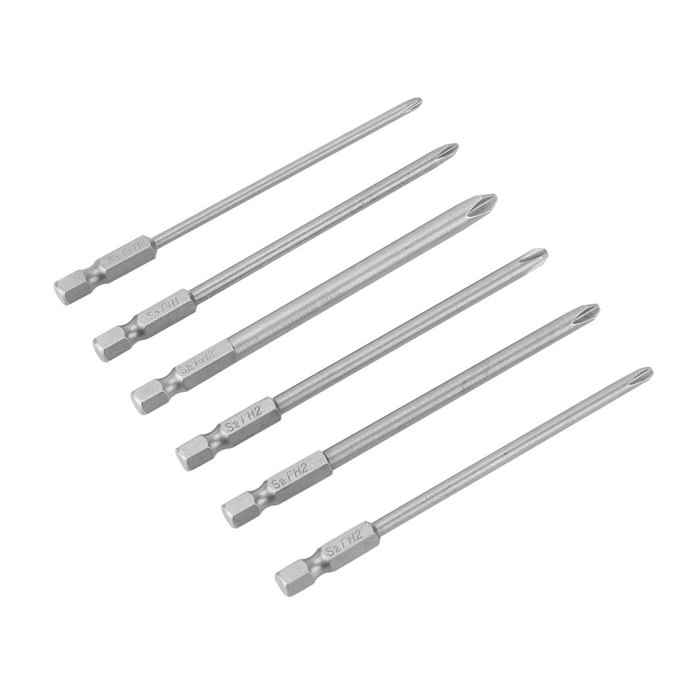 10pcs S2 Steel Cross Head PH1 PH2 Slot Screwdriver Bits Set 1 4inch Hex Shank 100mm