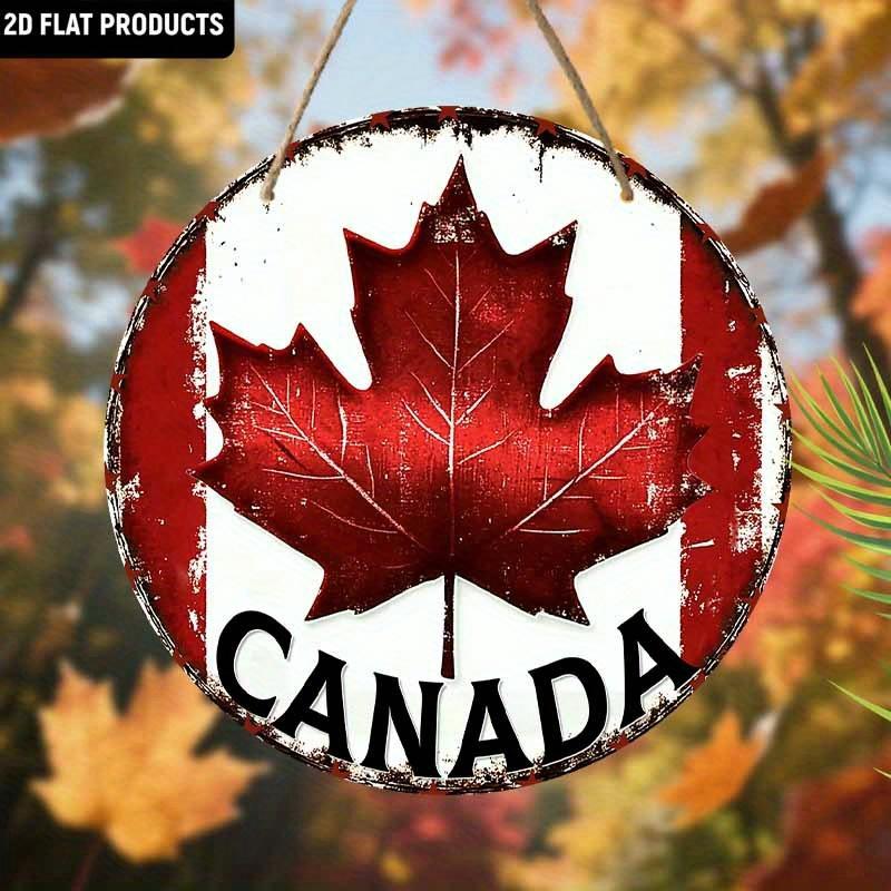 JIT 1pc 2D Flat Retro Style Wooden Decorative Signs & Plaque, Canada Day Sign, Canada Maple Leaf Design, Suitable for Family Front Door Living Room
