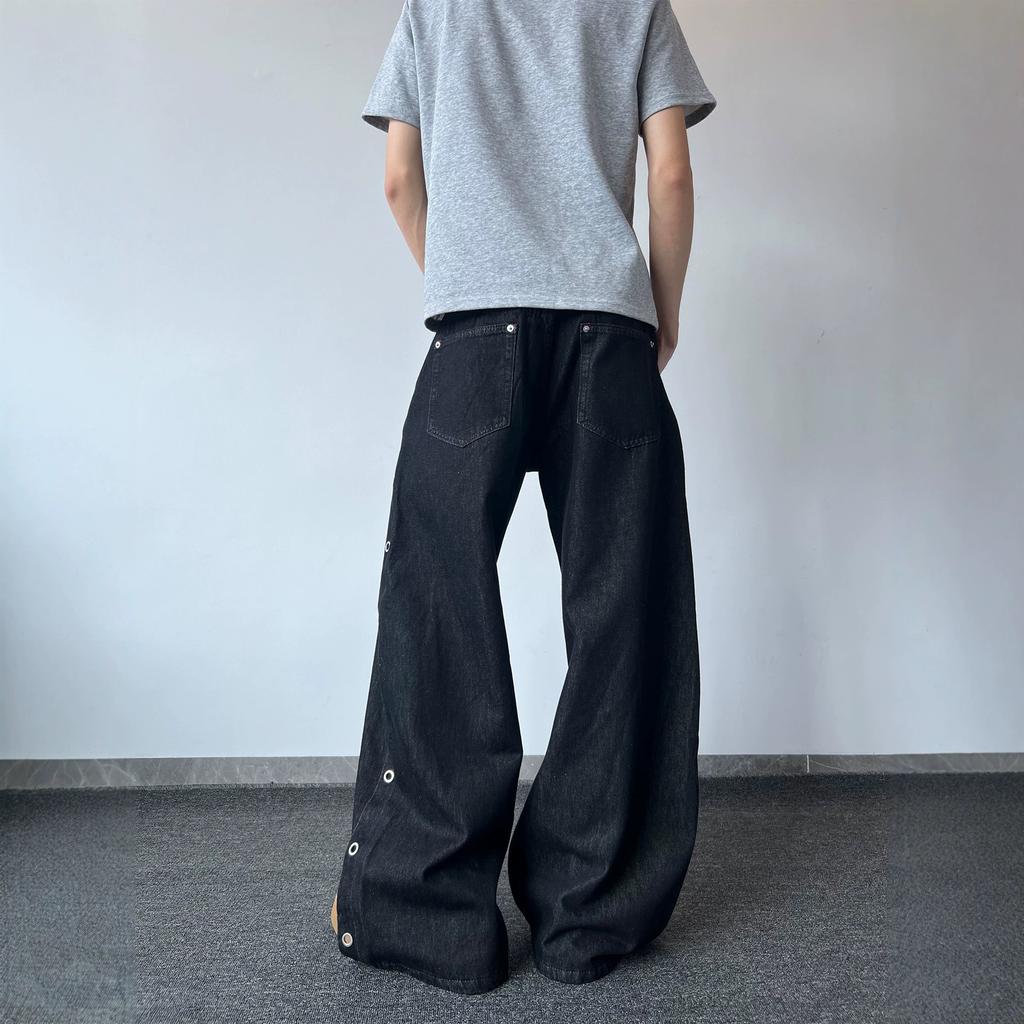 Pantaloni casual da uomo estivi jeans scimitarra a cinque bottoni stile strada americano pantaloni larghi larghi da uomo all'ingrosso