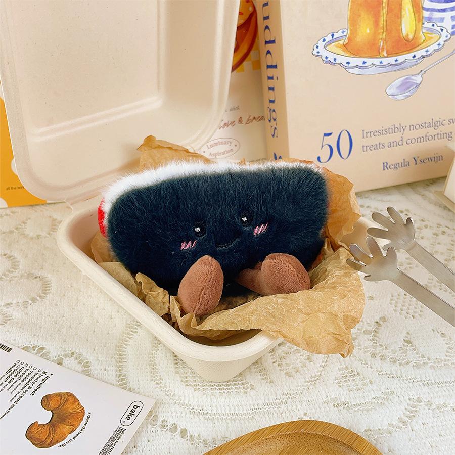 

Creative Plush Black Charcoal Hot Dog Doll Keychain Bag Pendant Gift Doll Machine Goods Food Doll Toys Height about 7cm