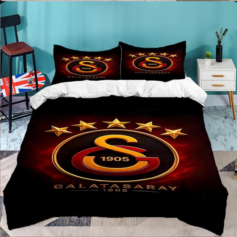 Emblema del Galatasaray Football Club Set Biancheria da Letto 3 Pezzi, Ideale per 1 Copripiumino e 2 Federe Perfetto come Regalo per Fan, Ideale per Camera da Letto, Dormitorio