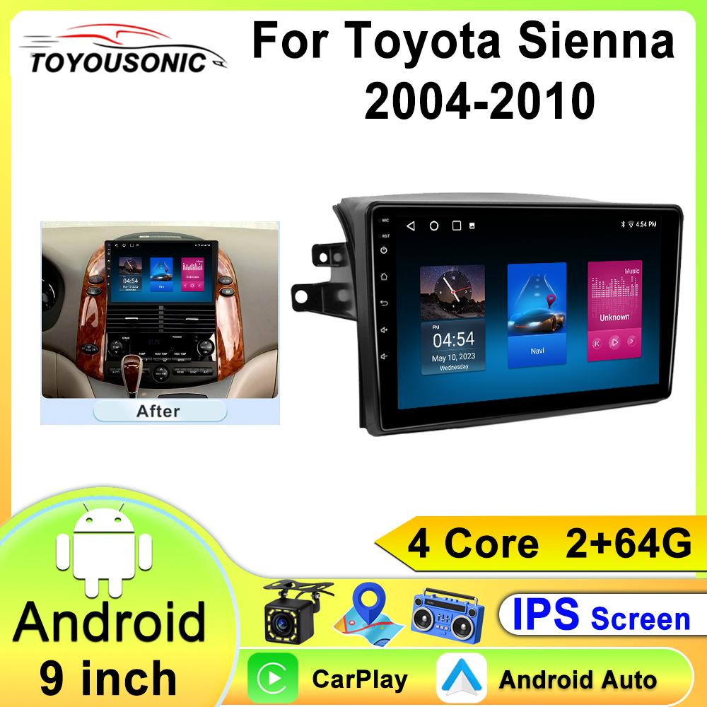 Car Radio Android For Toyota Sienna 2 XL20 2003 2004-2010 Carplay Android Auto Wireless Bluetooth  Car Multimedia Player Stereo
