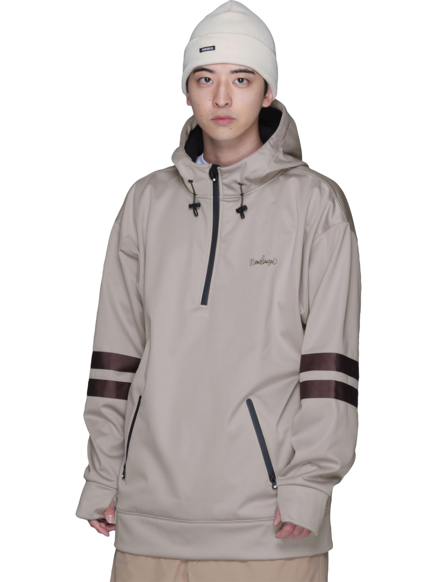 

Namelessage Snowboard 5 Snowboard Ski Innerwear Hoodie, Water-Repellent, Windproof, 3-Layer Film, Bonded, Half-Zip, Sizes, age-770 Khaki, Medium,
