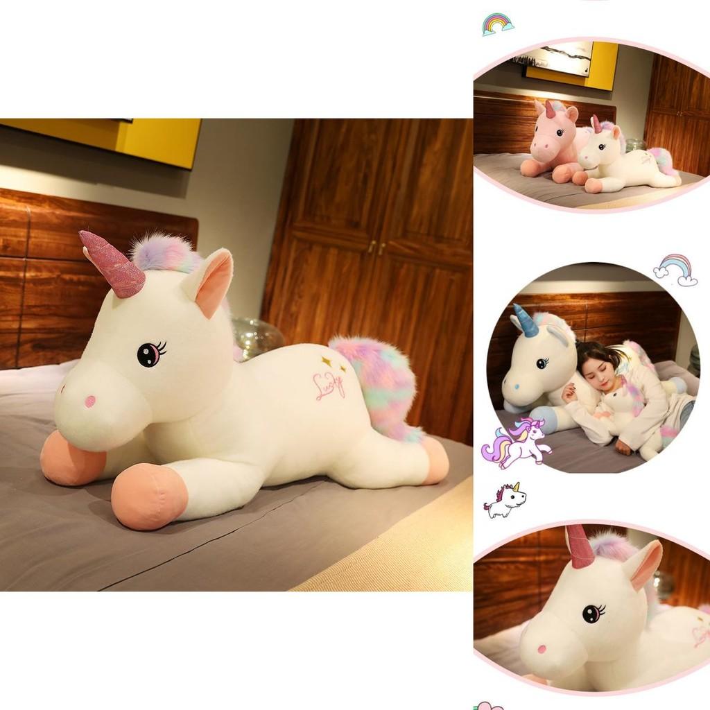 Charming Short Plush Unicorn Stuffed Animal Pillow Comfortable Bedside Support For Children