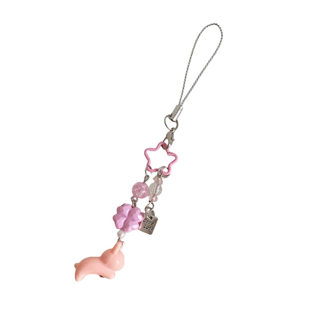 Lucky Clover Leaf Acrylic Phone Charm Pendant Cute Cartoon Design Cute Cartoon Phone Strap Accessory for Fashionistas