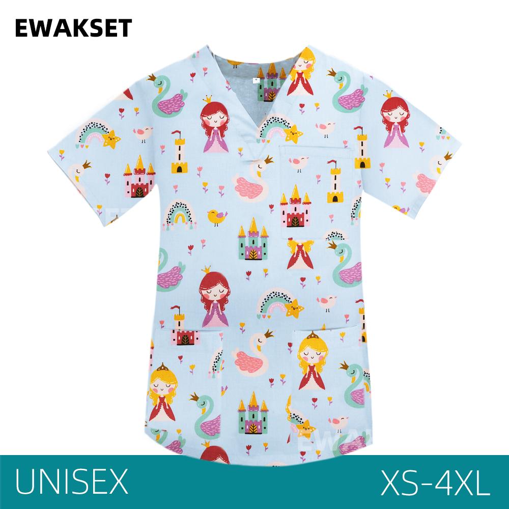 Woman's Scrub Medical Uniforms Printed Beauty Scrubs Tops Pants Nurse Spa Clothes Hospital Clinical Surgical Uniform Plus Size