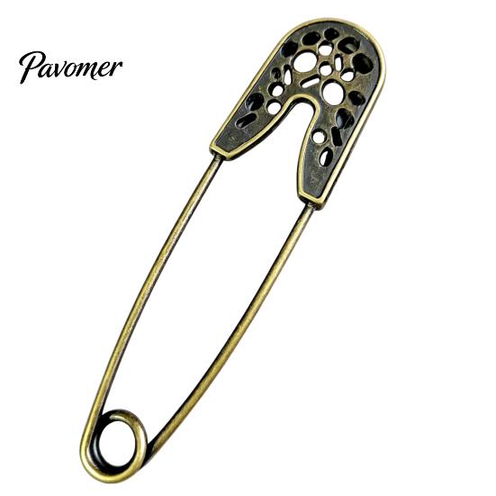 Bronze Safety Pin Vintage Pin, Large Feather Bird Leaf Flower Lapel Elegant Men Women Brooch for Coats, Jackets, Hats, Bags Durable Metal