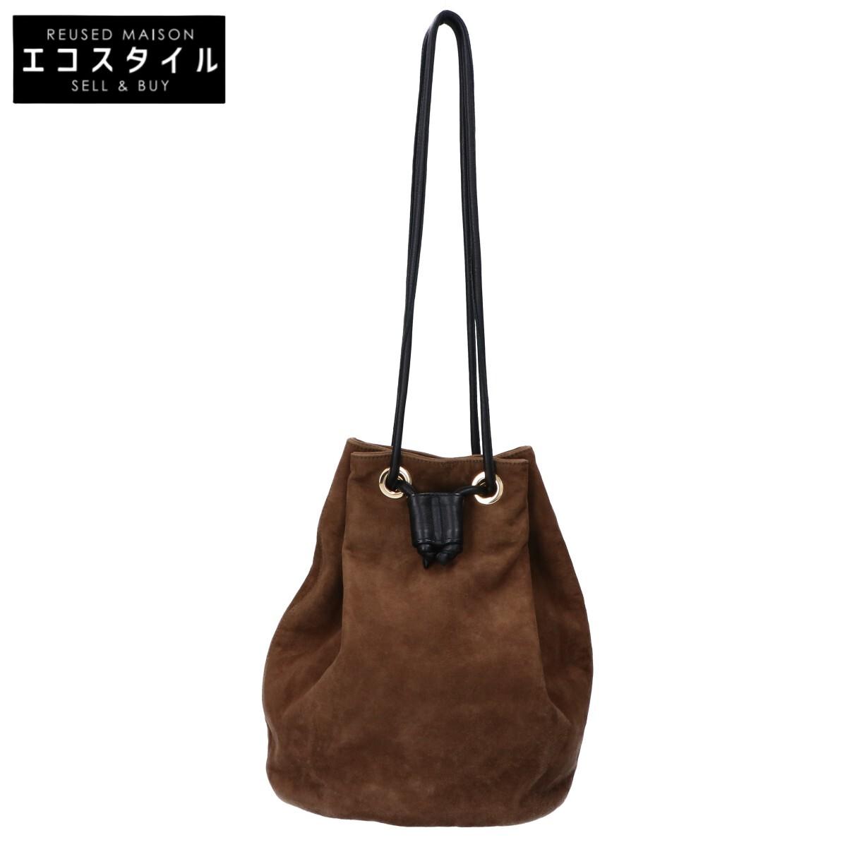 

CINQUANTA xSHIPS [Excellent Condition] i-153/1 Suede Drawstring Bag/ Shoulder bag BrownUsed