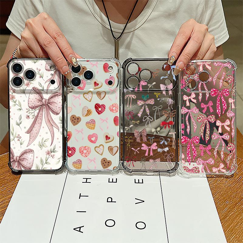 Colorful Bowknot Pattern Phone Case For iPhone 17e 17 16 15 Pro Max 14 13 Pro 16 13 Shockproof Clear Soft Card Slot Pocket Cover
