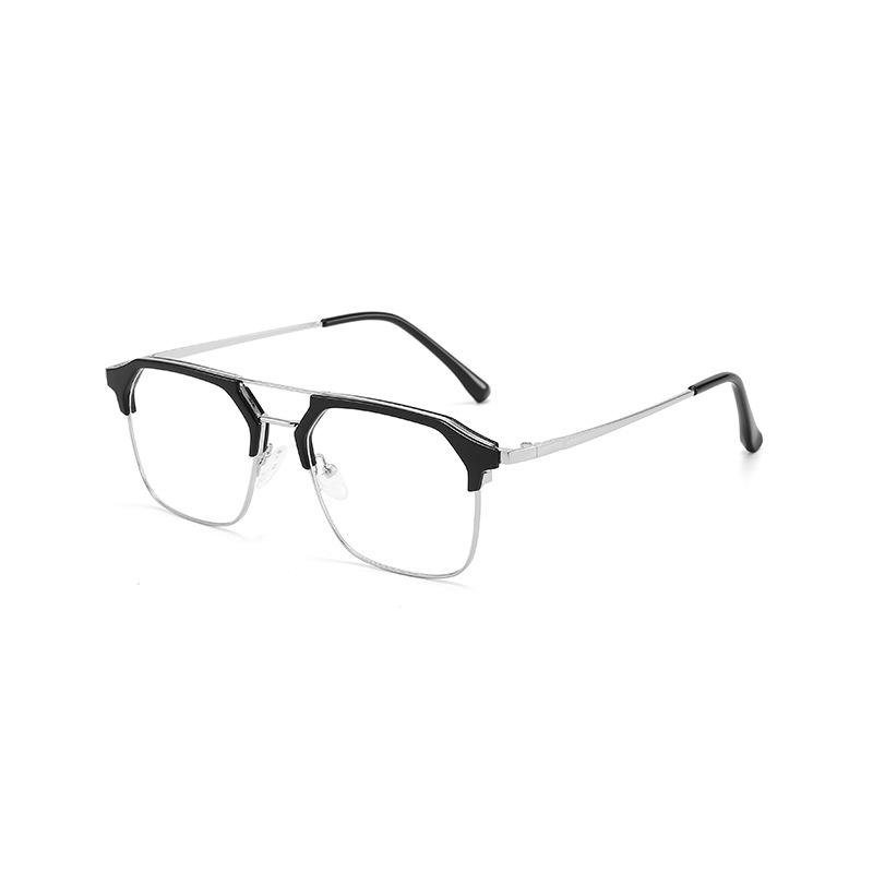 New Ultra-light Half-frame Anti-blue Light Flat Mirror for Men, Cool and Handsome Glasses, Double Beam, Large Frame, Black Warrior Glasses Frame