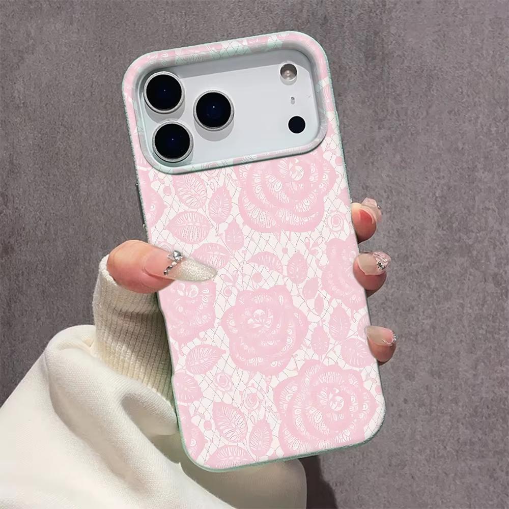 Lace Style Cool Girl Phone Case For iPhone 17 Pro Max 16 Pro 15 14 11 13 12 11 16E 17Air XR XS Lychee Textur Soft Cover