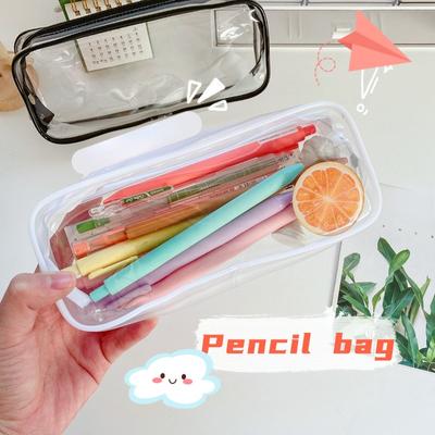 Trousse à crayons transparente simple coréenne à fermeture éclair grande capacité étanche pour étudiant bureau organisateur de papeterie