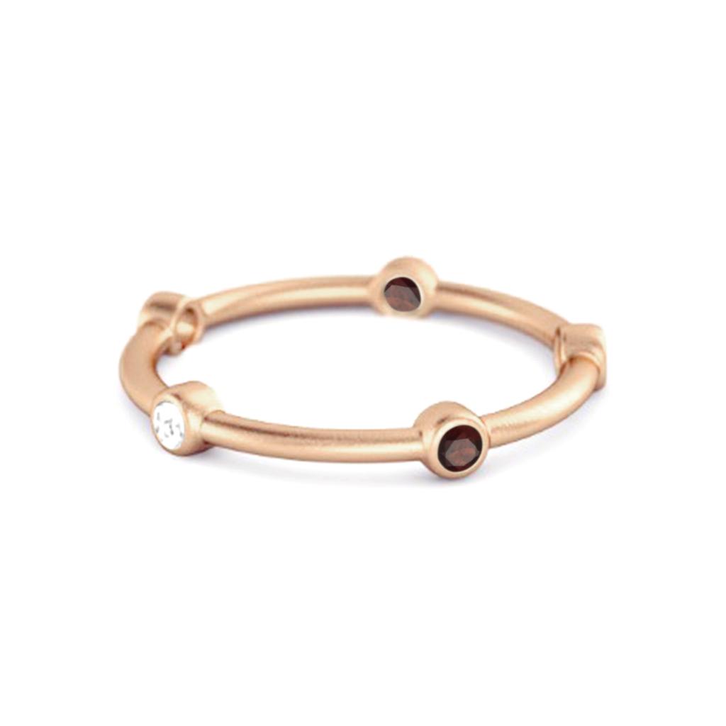 Garnet Bezel- 925Set Stacking Band Ring - 925 Sterling Silver Rose Gold Vermeil