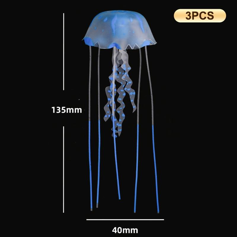 3Pcs Artificial Glowing Fluorescent Jellyfish Aquarium Decoration Fish Tank Underwater Plant Marine Aquatic Landscape Ornament