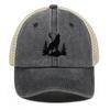 Howling Wolf Snapback Mesh Cap Forest Wolf Trucker Cap Solid Color Non-Stretch Fabric Adjustable Baseball Hat For Women & Men