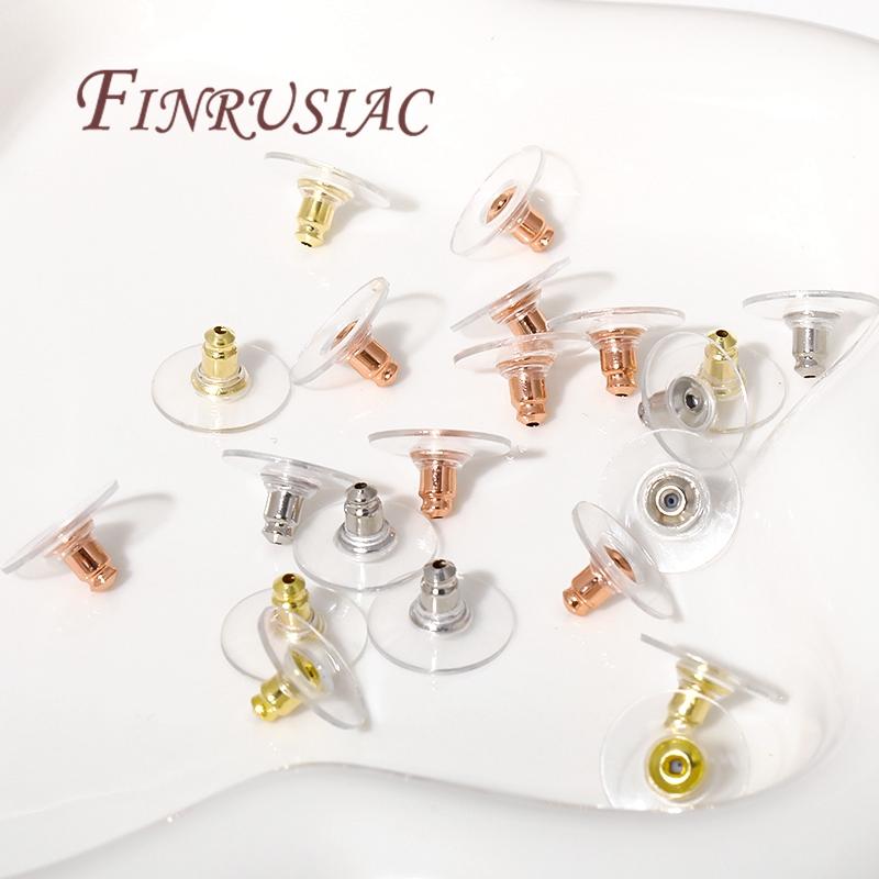 50Pcs/Lots Earring Backs For Studs 14K Gold Plated Rubber Ear Backs Stopper Ear Nut For DIY Earring Jewelry Making Accessories