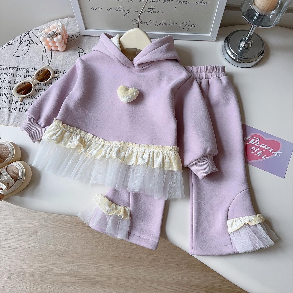 Зимний модный комплект для девочек: толстовка с капюшоном и леггинсы Size 120