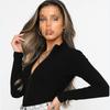 European and American Autumn and Winter Women's Long Sleeved Standing Neck Zippered Slim Fit Jumpsuit