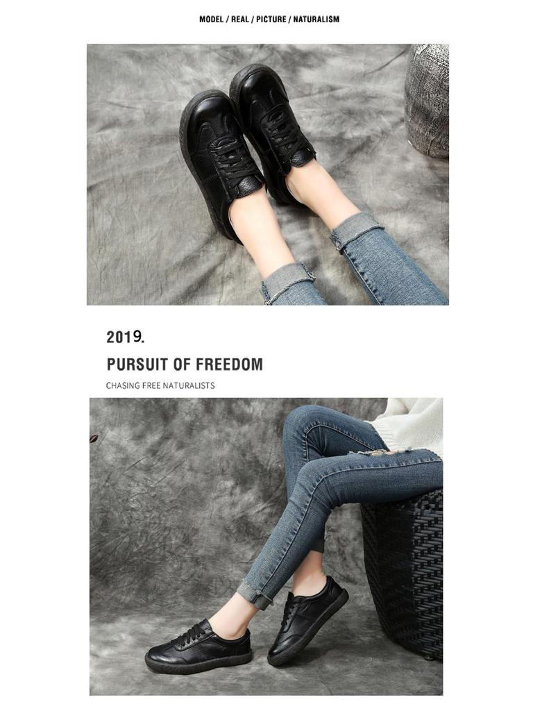 2025 Spring/Summer Genuine Leather Non-Slip Women's Soft Sole Shoes for Moms, Mori Girls, and Pregnant Women - Versatile Handmade Design.