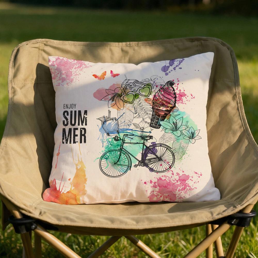 Country Flower Bicycle Cushion Cover Soft Reversible  Durable Pillow Cover  MultiScene Use for Home  Car Daily Comfort