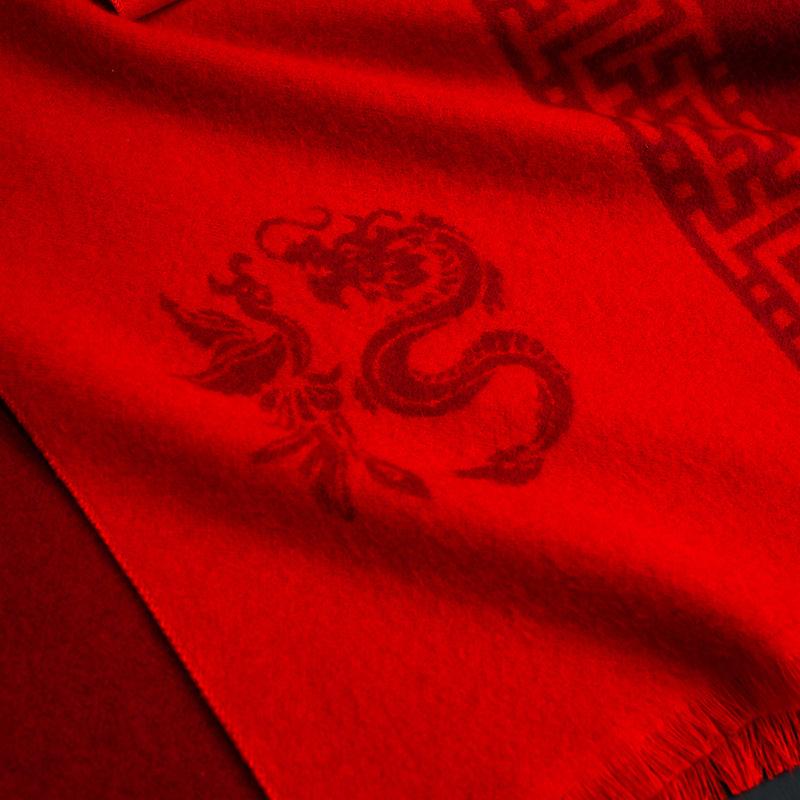 Big red scarf for men and women, autumn and winter natal year, zodiac year, year of the dragon, China red enterprise annual meeting logo scarf