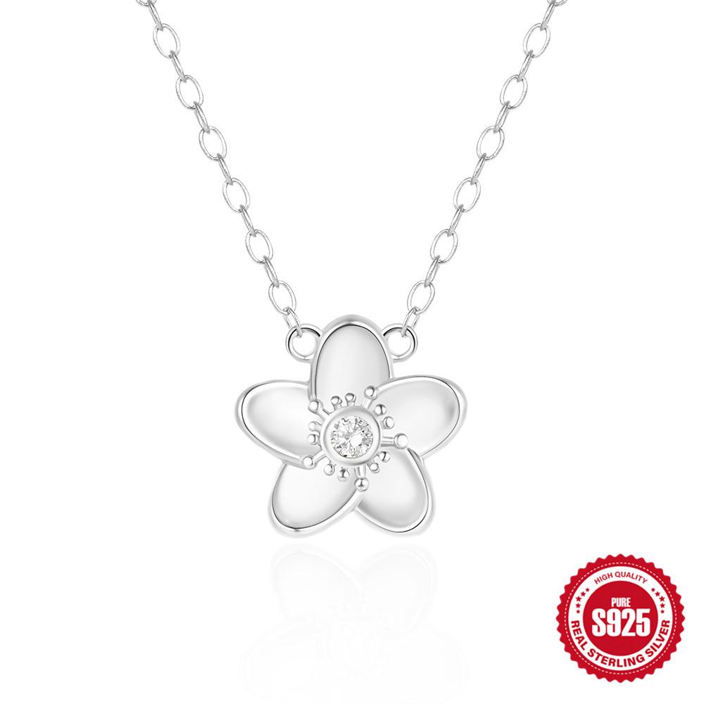 S925 Sterling Silver Necklace Flower Diamond Clavicle Chain Small Flower Sweet And Cute Women'S Collection Gold 18K Gold Plated Necklace