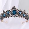 DIEZI Vintage Baroque Blue Crystal Tiara Crown For Women Gilrs Gift Wedding Party Queen Bridal Bride Hair Jewelry Accessories
