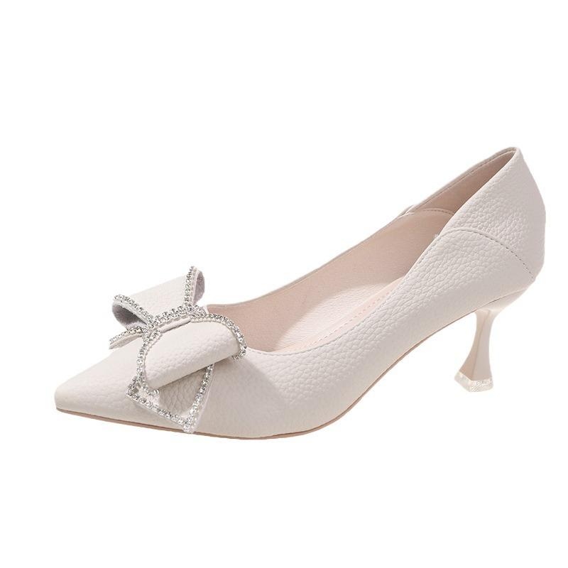 Pointed high heels women's fashion rhinestone thin heel work shoes 2024 spring and autumn new high-end temperament single shoes