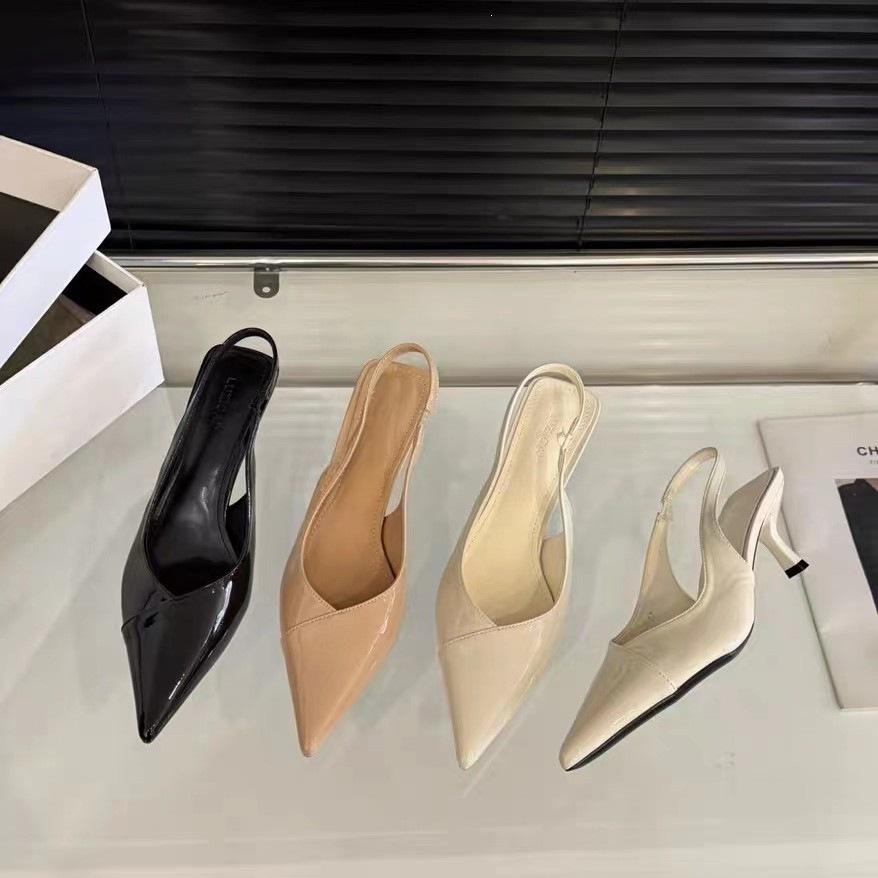 Pointed Toe Nude High Heels Bag Head Sandals Fairy Shoes Spring And Summer Temperament Socialite French Black Single Shoes