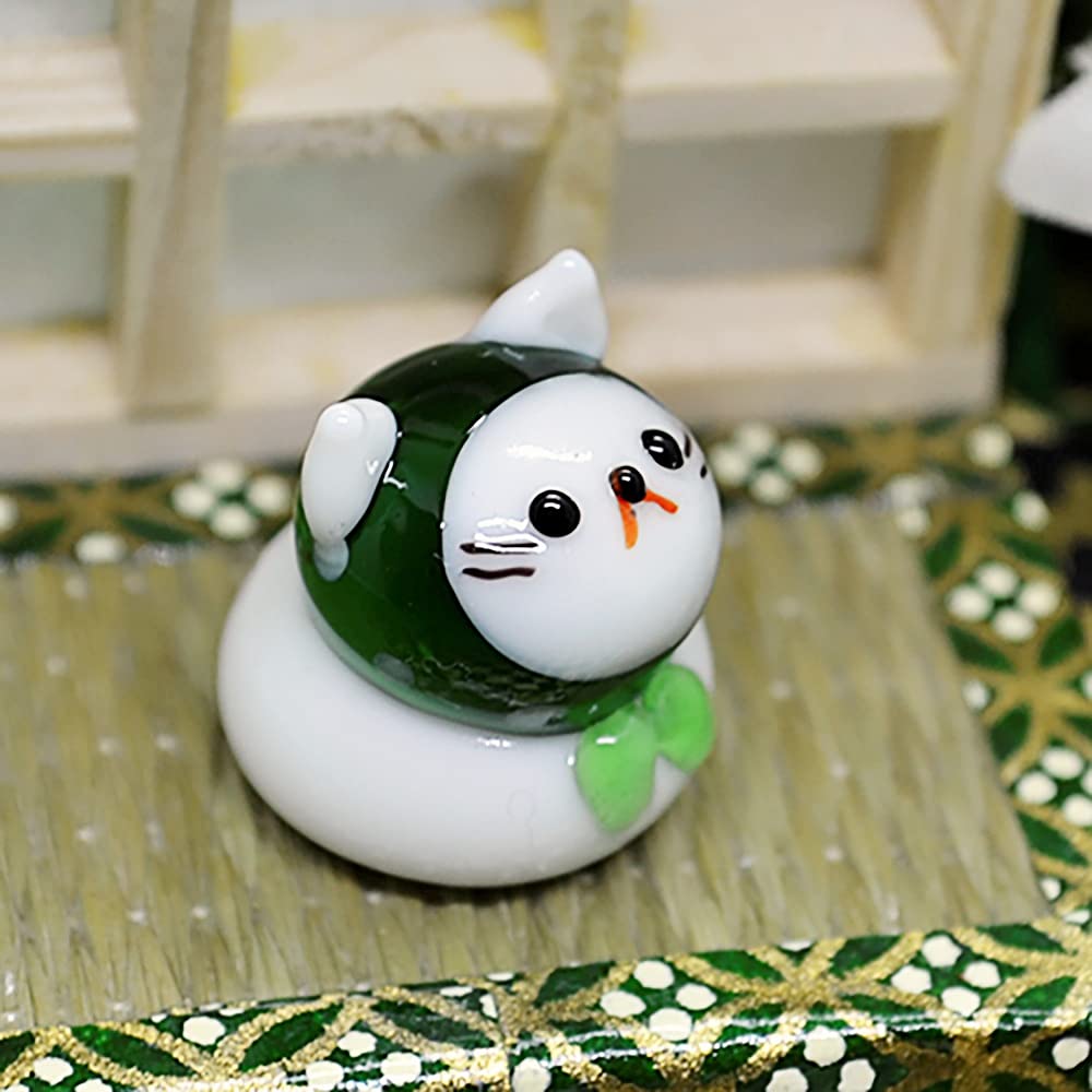 Four Cart Cute Handmade Glass Craft Dorobou Cat