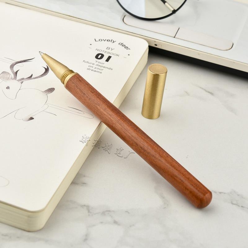 Sandalwood Metal Orb Pen Signature Pen Business Retro Wooden Pen, Office Brass Pen Neutral Pen Print