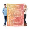 Personalized Custom Name Blanket Flannel with Gradient Green Heart Name Design All Season Luxury Gift for Christmas Gift