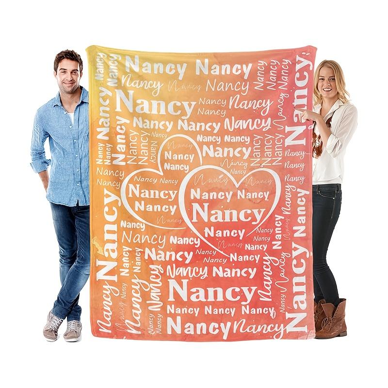 Personalized Custom Name Blanket Flannel with Gradient Green Heart Name Design All Season Luxury Gift for Christmas Gift